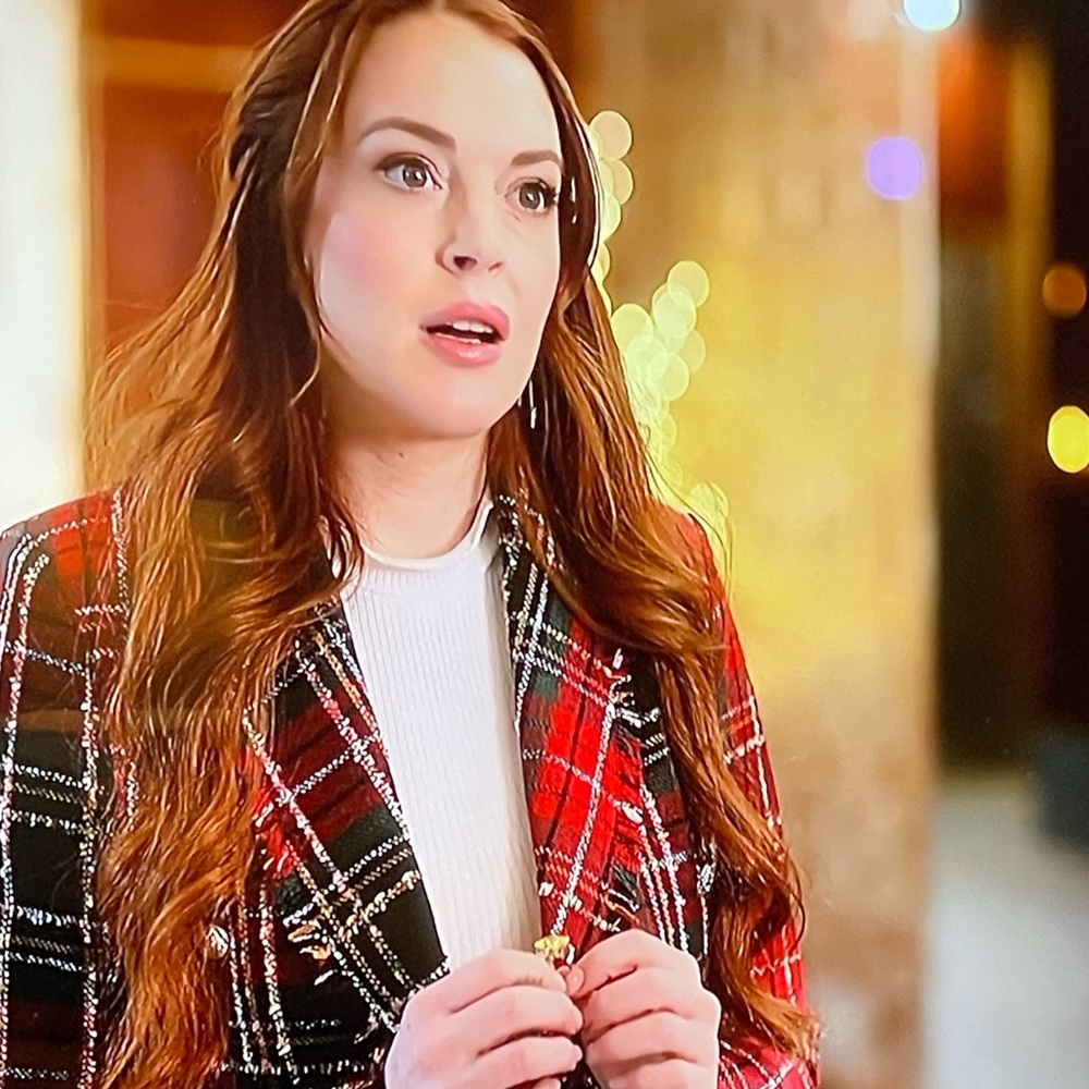 NWT Rachel Zoe Tartan Plaid Blazer ASO Lindsay Lohan Falling for Christmas
